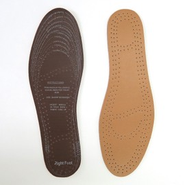 FURFURMOUTON YB-004 Faux Leather Insole, Adjustable Size, Perforated Processing, Perforated Brown, Highly Breathable, Recommended for Business Shoes, Thin Insoles, For Women and Men, Braun