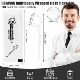 HOFASON 1000 Count Individually Wrapped Floss Picks Dental Floss Sticks Bulk, Travel Flossers Oral Care Teeth Clean for Hotel Restaurant Office, Wedding Basket Supplies and Guest Bathroom Essentials
