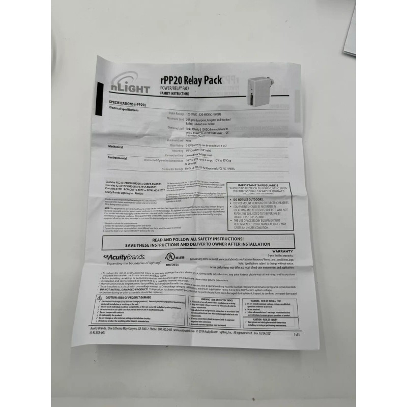 Acuity NEW AcuityControls RPP20 D 24V ER EFP G2 Emergency