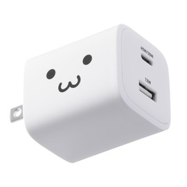 Elecom MPA-AC11045WF Charger, 45 W, 2 Ports, Type-C USB-A, USB, PD, Supports PPS, GaN II, Folding Plug, Shirochan