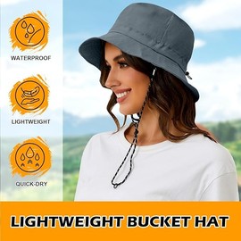 TAGNEFLOR Sombreros de Sol para Hombres Mujeres,Sombrero de Cubo,Sombrero para Senderismo,Transpirable, Impermeable,Protección Solar UV Sombrero de Mujer al Aire Libre (Algodón, Gris)