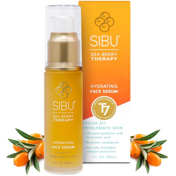 Sibu Hydrating Facial Serum, Made From Premium Sea Buckthorn Oil & Hyaluronic Acid (1oz) – Hydrates Dry Skin, Brightens Complexion & Reduces Blemishes