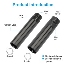 NSIoutlet 2 PCS 6 & 7 Spline Lug Nut Key Socket Set, Carbon Steel Wheel Lock Removal Tool