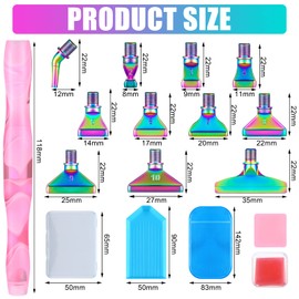 Fuutreo 23 Pcs Diamond Art Painting Tools 5d Diamond Painting Accessories 4 Art Pens Kits 11metal Screw Thread Tips with 6 Clay Bead Sorting Trays Gel Pad for DIY Craft(Bright Colors)