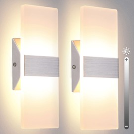 TRLIFE Modern Wall Sconces Set of 2, Dimmable LED Wall Sconce 12W 3000K Warm White Hardwired Wall Sconce Lighting for Bedroom, Bathroom, Living Room, Porch, Staircase, Cafe, Hotel (2 Pack)