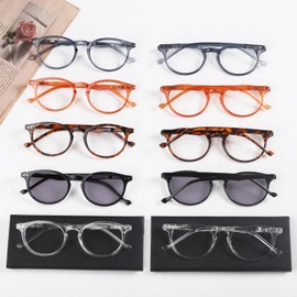 GUD 10 Pack Oval Reading Glasses Retro Ladies Round Readers for Women +3.00