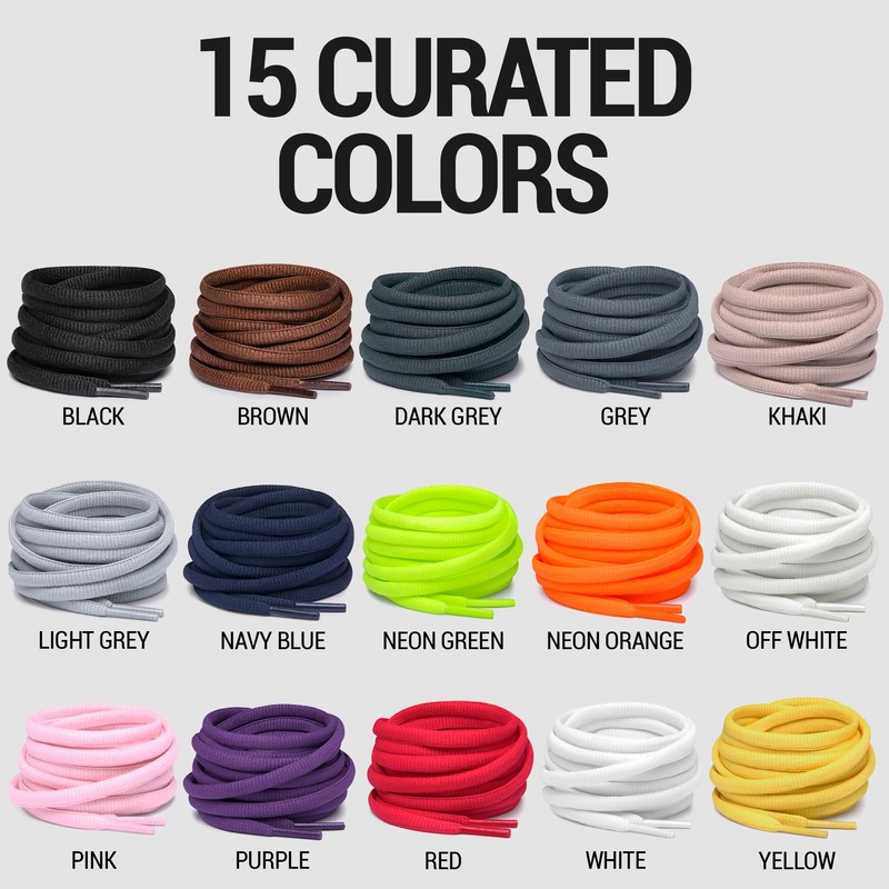 Miscly Oval Athletic Shoe Laces, Multiple Lengths and Colors Available