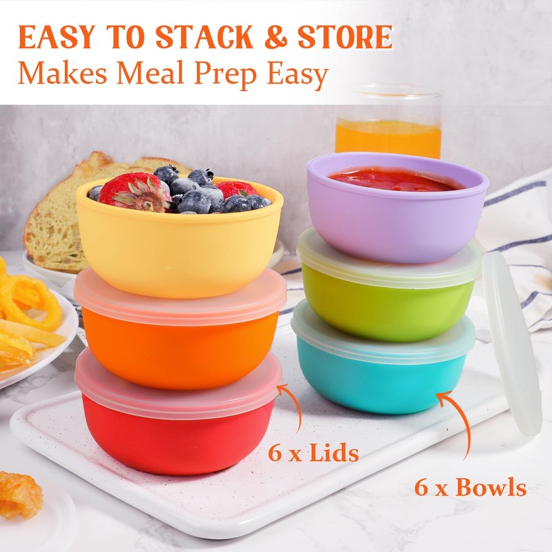Webake 3.5" Silicone Pinch Bowls for Cooking Prep, 4oz Small