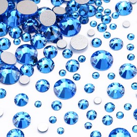 Dowarm 2650 Pieces Flatback Rhinestones for Nails, Craft, Tumblers, Capri Blue Nail Rhinestones, Flatback Crystal Gems, Loose Bling Glitter Gemstones for Face Art Clothes Jewelry