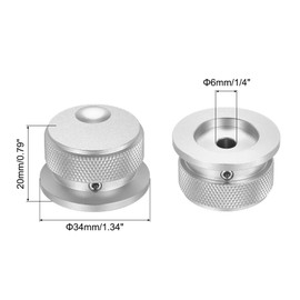 MECCANIXITY 1 Pcs Aluminium Potentiometer Knobs, 1/4" (6mm) Universal Volume Tone Control Knobs with Oval Groove Indicator for Guitar, 4/5" Silver(34x20mm)
