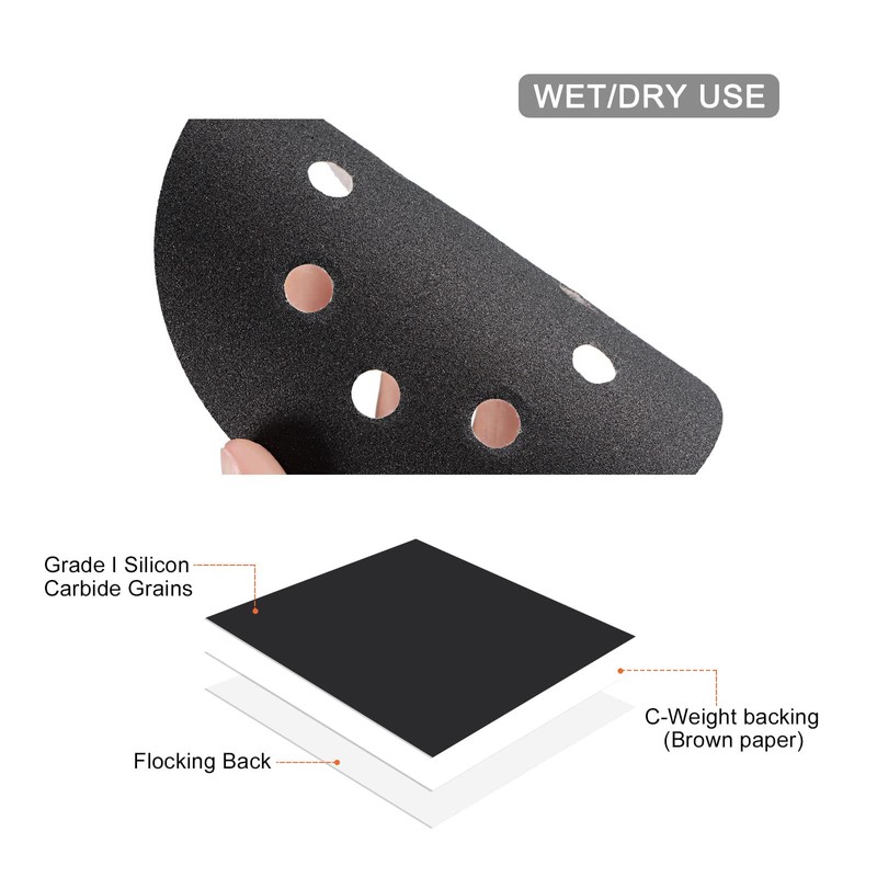 sourcing map 5 Inch Sanding Disc 220 Grit Hook and