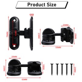 Sliding Door Locks, 90/180 Sliding Door Bolt for Sliding Doors, Barns, Bathrooms, Windows, Kitchens etc. (Black)