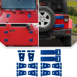 JeCar 12PCS Blue Full Set Hinge Cover Trim Kit Fit for 2011-2017 Jeep Wrangler JK JKU Door Hinge Covers & Hood Hinge Covers & Tailgate Hinge Covers