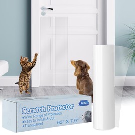 KEBE Door Scratch Protector, Protect Your Furniture Wall with Clear Premium Heavy Duty Door Cover Scratch Shield Guard for Dog Cat Scratching,63 in X 7.9 in