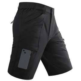 TACVASEN Men's Hiking Shorts Quick Dry Golf Shorts Men Elastic Waist Shorts Men Zipper Pocket Shorts Men Cargo Shorts for Men 5 Inseam Black