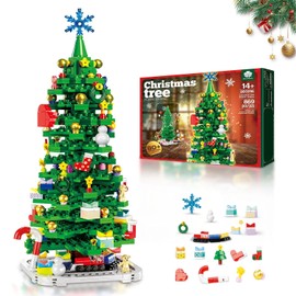 2025 Christmas Tree Building Blocks Kit, Christmas Tree Toy Bricks, Creative Home Decor Building Toys for 14+ Year Old Boys/Girls 869Pcs, Deep Green