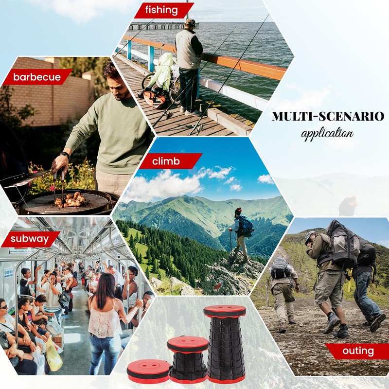 FXKS 2 Pack Portable Telescoping Stools Collapsible Stool with Cushion,Retractable