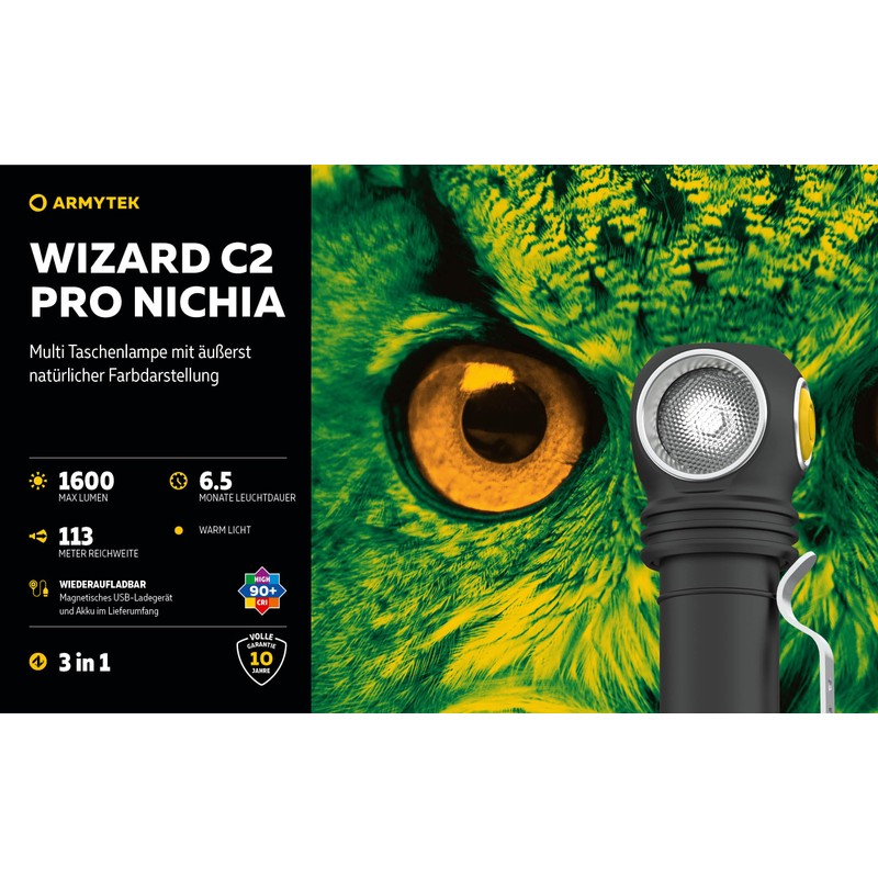 Armytek Wizard C2 Pro Nichia LED Warm White Headlamp Magnetic