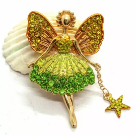 Betsey Johnson MAGIC Star FAIRY Angel PIXIE Rhinestone Betsey Johnson Necklace Pendant Brooch G