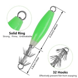 Luminous Squid Jig Hooks Fluorescent Fishing Lure Baits Luminous Cuttlefish Sleeve Jig Octopus Lures Set for Freshwater Saltwater Fishing(8pcs)
