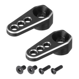 QUARKZMAN Aluminium Alloy 1/18 25t Steering Servo Arm Horn Black for DIY RC Car/Boat/Aeroplane Boat Accessories, Pack of 2
