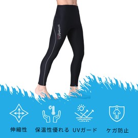 Men's Wetsuit Pants, Long Pants, Surf Pants, 0.06 inch (1.5 mm), Neoprene Wet Pants, Jersey, Surfing, SUP, Diving, Snorkeling, Diving, L Size