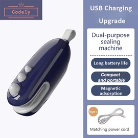 Mini Bag Sealer, Chip Bag Sealer, Small Snack Bag Sealer, Bag Sealer Heat Seal, Bag Sealer and Cutter, Used to Seal Various Bags to Keep Food Fresh and Crunchy, USB Charging Upgrade Model (Bule)