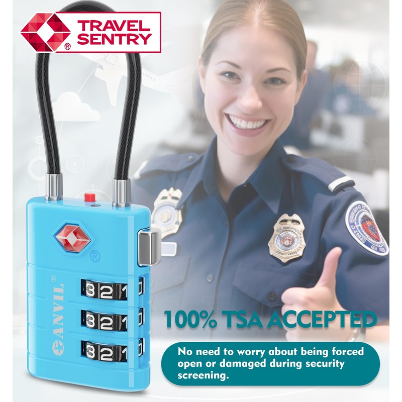 ANVIL TSA Approved Luggage Locks – High Security TSA008 Combination