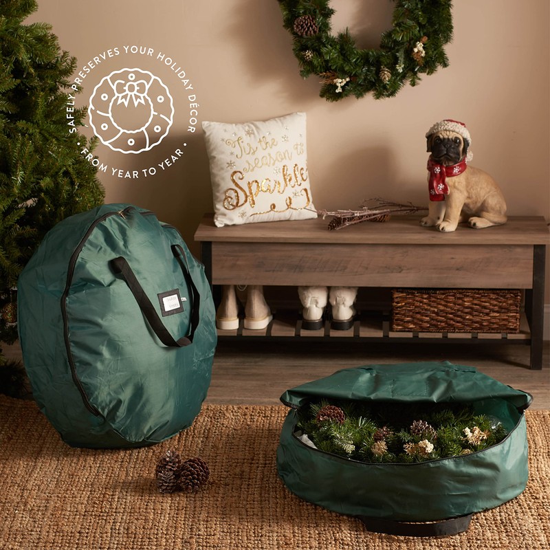 ZOBER Christmas Wreath Storage Container - 30 Inch Wreath Bag