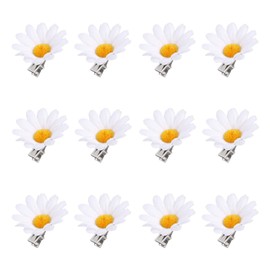Beaupretty Womens Hair Clips 12Pcs Flower Hair Clips, Simulation Daisy Headpieces Hair Barrettes Wedding Hair Accessories Decors for Kids Ladies (White) Wedding Hair Clip
