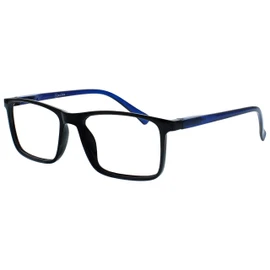 Opulize Ink MM4-1 -2.00 Long Distance Glasses Pack of 2 Large Rectangular Frame Spring Hinges Scratch-Resistant Black Men Women