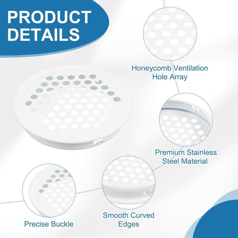 PATIKIL 60 mm Circular Soffit Vent, 20 Pcs Stainless Steel