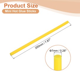 sourcing map 16 Pcs Mini Hot Glue Sticks, 0.28" Dia x 7.87" Long EVA Glue Gun Sticks, Light Yellow Mini Hot Melt Glue Sticks for DIY Craft Sticky Projects