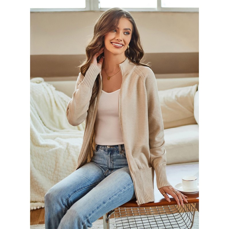 GRACE KARIN Womens Cardigan Full Zip Cardigans Long Sleeve Cardigan