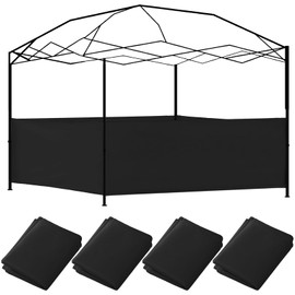 Vincreem 4 Pcs Canopy Half Wall Tent Sidewall for 10x10 Pop up Canopy Sidewall Only Waterproof Instant Panel Wall Accessories for 10' x 10', 10' x 15', 10' x 20' Vertical Leg Gazebo Shelter(Black)