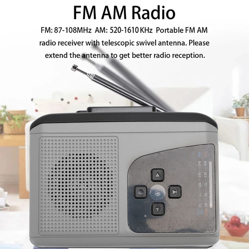 Portable Cassette Player ABS Cassette to MP3 Converter AM FM
