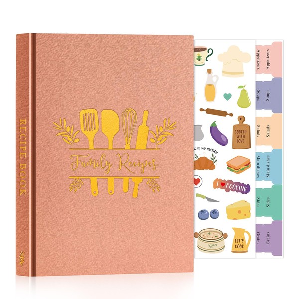 Lanpn Blank Recipe Book Cookbook for 70 Recipes, Waterproof A5