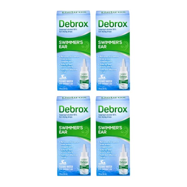 Debrox Swimmer's Ear Drying Drops for Adults & Kids, 1 Fl oz. (Pack of 4)