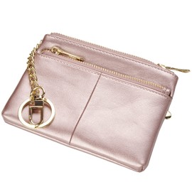 Beurlike Womens RFID Coin Purse Change Wallet Small Leather Card Holder Keychain (Rose Gold)