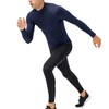 OVIYEGAIN Navy Blue Compression Turtleneck Long Sleeve Sports Undershirt Athletic
