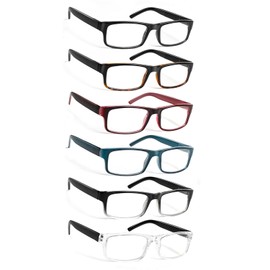 BIENCOOL 6 Pack Reading Glasses Traditional Frames for Men and Women Readers with Spring Loaded Hinges (Mix Color-4, 5.00, x)