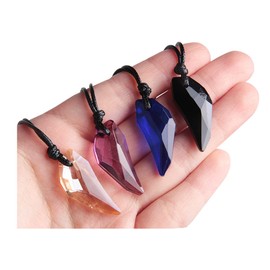 Acxico 4 pcs Cool Rock Men Women Crystal Wolf Tooth Adjustable Pendant Necklace Jewellery