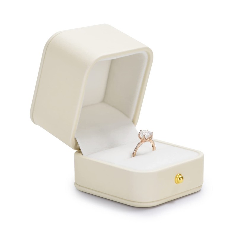 Woodten White Ring Box Ring Box Premium Velvet Interior Ring