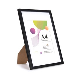 Scholar Tree A4 Frame Black A4 Picture Frame Wood with A5 Mount with Stand Table or Wall Hanging 1 Pack