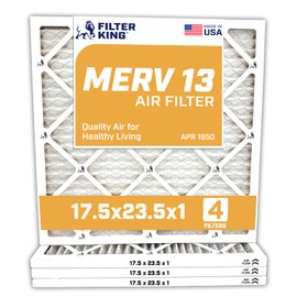 Filter King 17.5x23.5x1 Air Filter | 4-PACK | MERV 13 HVAC Pleated A/C Furnace Filters | MADE IN USA | Actual Size: 17.5 x 23.5 x .75"