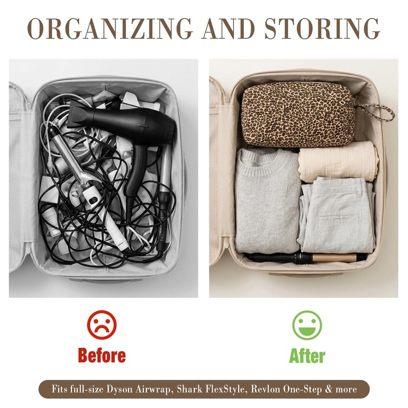 Quilted Hair Tools Travel Bag Compatible with Dyson Airwrap Shark