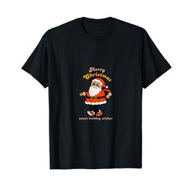 Merry Christmas Vintage Retro Cartoon T-Shirt, black