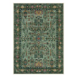 Moynesa Oriental Green 5x7 Area Rugs for Living Room, Soft Traditional Bedroom Rug Washable Accent Living Room Rug, Low-Pile Boho Dining Room Rug Indoor Floor Carpet for Playroom