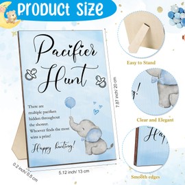 Roowest 51 Pcs Elephant Pacifier Hunt Baby Shower Game Include Wooden Hunt Sign Acrylic 50 Pacifiers Game for Gender Reveal Party Favors Supplies(Blue)