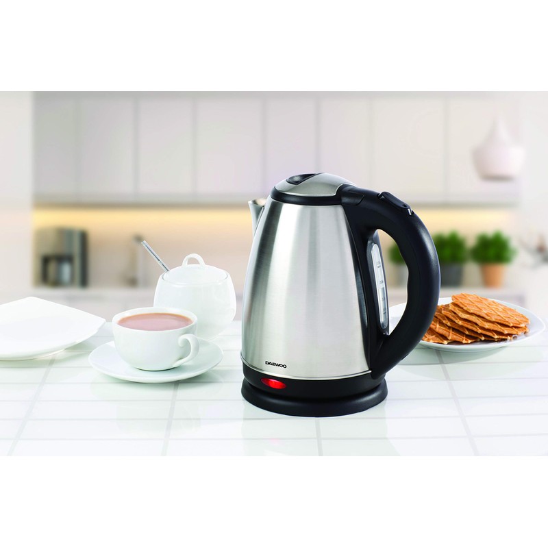 Daewoo SDA1516GE 1.8L Kettle, 18/8 Stainless Steel, Brushed Steel